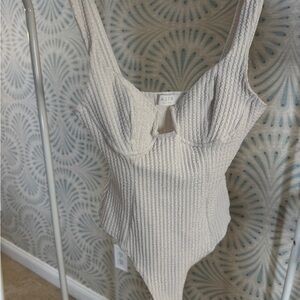 ASTR Cream Textured Bodysuit
